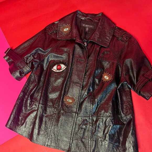 Upcycled Leather “Beaded Eye” Jacket – Unique Street-Style Statement Piece - Picture 4 of 11